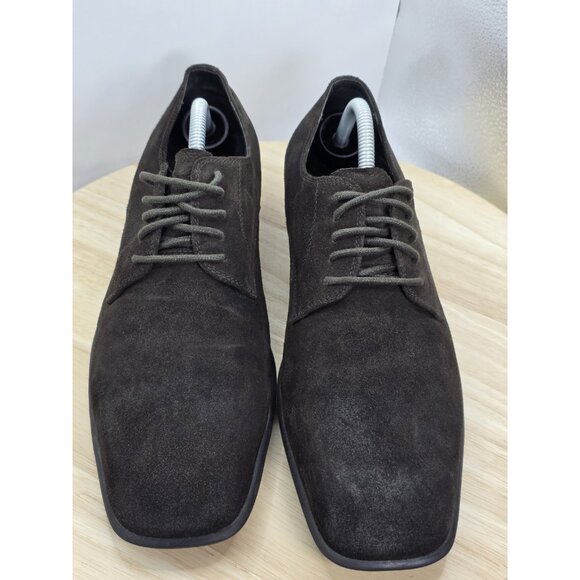 Donald J Pliner Dougy-81 Mens 9M Dark Brown Suede Leather Lace Up Dress Shoes - Picture 4 of 10